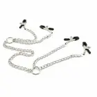 OHMAMA Fetish Adjustable Metal Nipple Clamp Set with Chains, 4-Piece – Silver — Photo 2