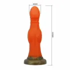 POWER MONSTERS Blazeheart Charger – fantaasialine silikoon-dildo – läbipaistev oranž – 18,5 cm — Foto 6