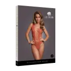 Bodijs ar dziļu V-izgriezumu un necaurspīdīgiem dekoriem – sarkans – One Size Foto 1