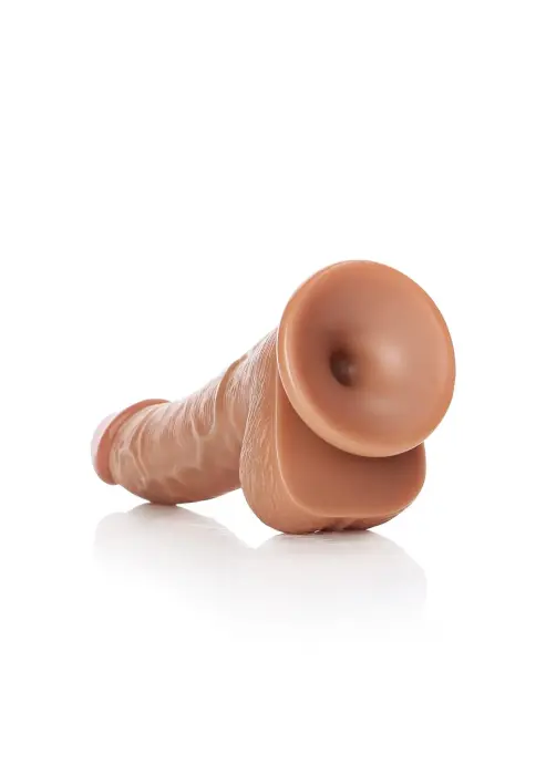 Išlenktas realistiškas dildo su sėklidėmis ir siurbtuku – 15.5 cm (6″) – Kūno spalva Photo