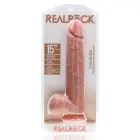 Īpaši liels taisns dildo ar sēkliniekiem – 38 cm (15″) – Miesas krāsa — Foto 1