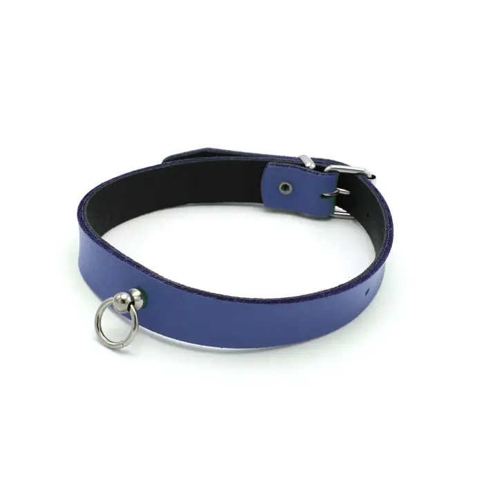 Leather Collar Mini O-Ring – Blue