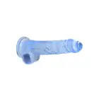 Reālistisks dildo ar sēkliniekiem un piesūcekni – 21 cm (8.3″) – Zils — Foto 3