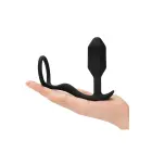 B-Vibe Snug & Tug – Erekcijas gredzens ar svaru un anālais spraudnis – Melns — Foto 7