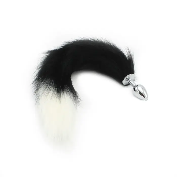 Steel Anal Plug with Fox Tail – S – Black