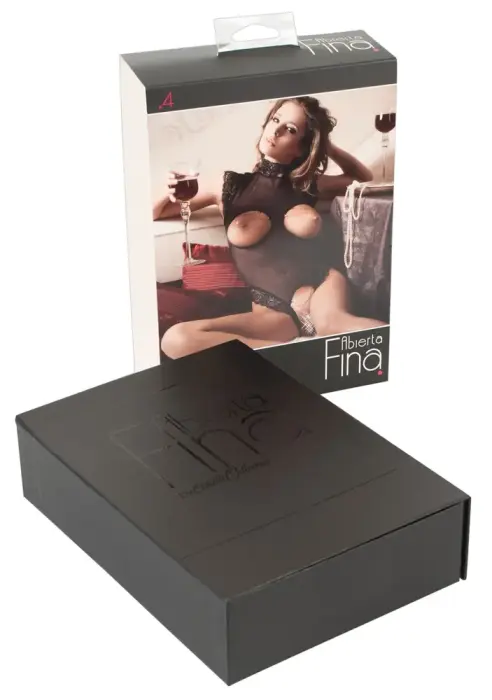 Black Transparent Lace Bodysuit with Detachable Chains – M Photo