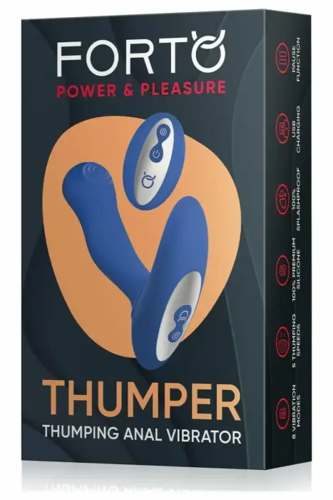 FORTO Thumper – anal plug with thumping function – silicone – blue – 8 modes