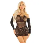 Leg Avenue бесшовное мини-платье с открытыми плечами – чёрное – One Size — Фото 1
