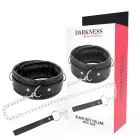 Darkness Soft Leather Adjustable Collar with Chain Leash – Black — Photo 1
