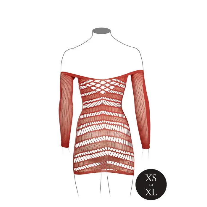 Tīkliņa minikleita ar garām piedurknēm – sarkana – One Size Foto 12