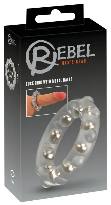 Rebel Cock Ring With Metal Balls – mīksts silikona erekcijas gredzens ar metāla masāžas lodītēm