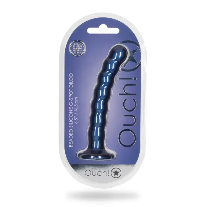 Ouch! Дилдо с бусинками для G-точки – 16.5 cm (6.5″) – Синий