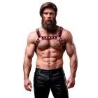 Fetish Submissive Attitude – Bulldog eco-leather chest harness – black/red – one size — Photo 1