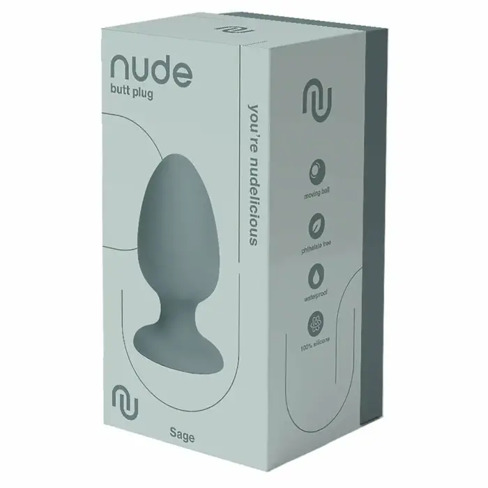Nude Sage – travel-size silicone anal plug with internal moving ball – 8 cm