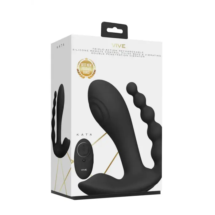 Kata Pulse Wave Double Penetration Vibrator – Black