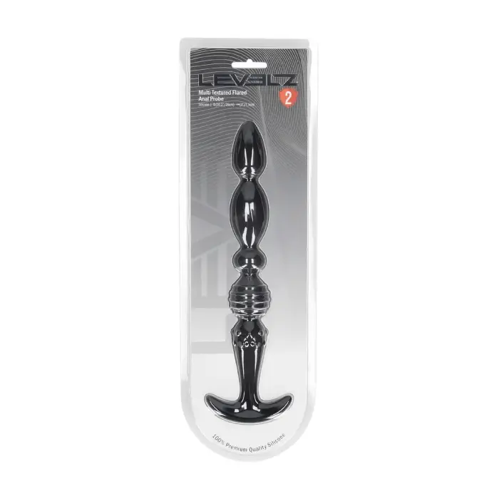 LEVELZ Multi-Textured Anal Dildo – Flexible Precision Model – Black