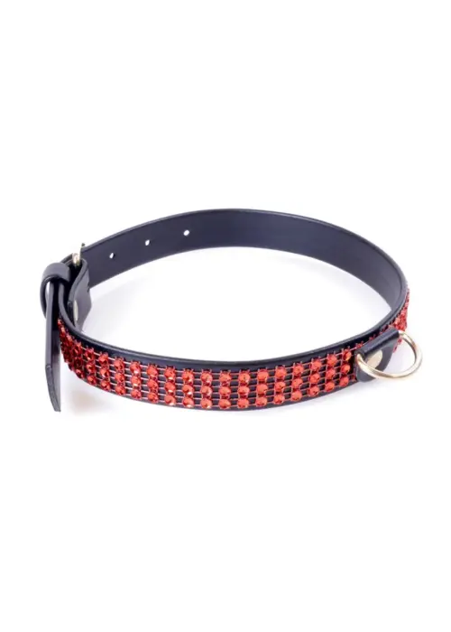 Fetish B - Series Collar with crystals 2 cm Red Line Foto 2