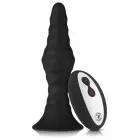 FORTO Vibrating Ribbed Plug Large – anal plug – silicone – black – remote control — Photo 2