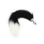 Steel Anal Plug with Fox Tail – S – Black — Photo 1