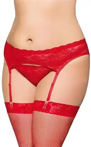 Garterbelt 3305 Set – Red – Plus Size