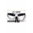 Sportsheets Sex and Mischief – chain lace garters – faux leather – adjustable – black — Photo 1