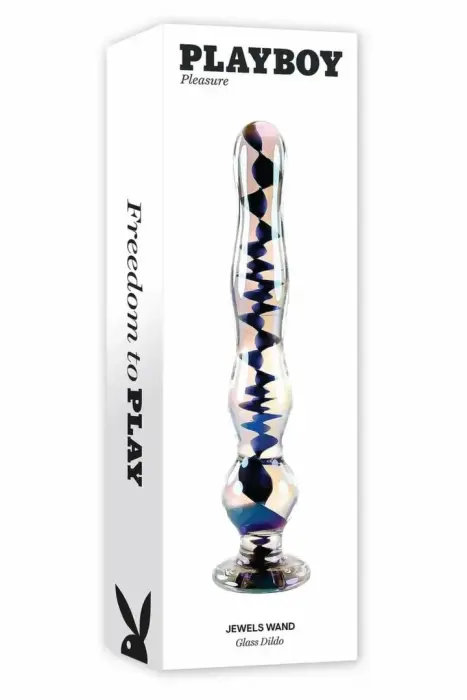 PLAYBOY Jewels Wand Glass Intimate Massager, Iridescent, 20.3 cm