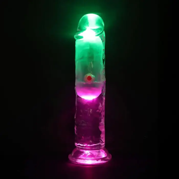 LED vibrējošs taisns vibrators – 15 cm – caurspīdīgs Foto 6