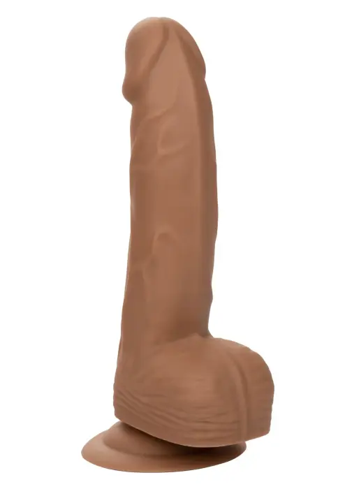 CalExotics Realistic Textured Dildo with Balls and Suction Cup – 15 cm (6″) – Brown