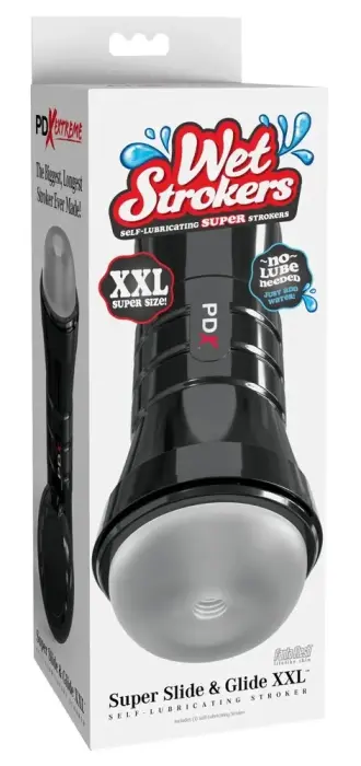 PDX Extreme WetStroker Slide XXL Skaidrus masturbatorius – 26 cm