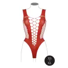 Bodijs ar dziļu V-izgriezumu un necaurspīdīgiem dekoriem – sarkans – One Size Foto 11