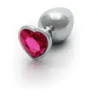 Heart Gem Butt Plug – 10 cm (3.9″) – Silver/Pink — Photo 6