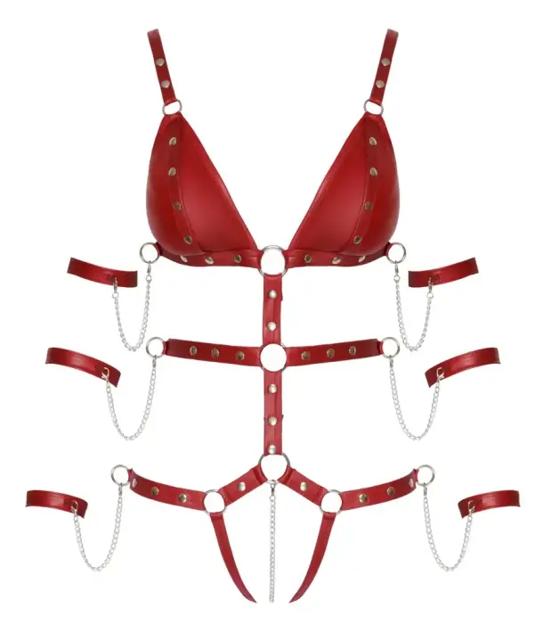 Bad Kitty Bondage Harness Bodysuit – Red – L Photo