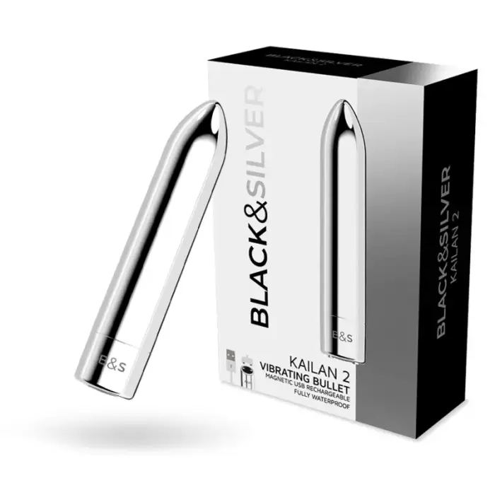 Black&Silver Kailan 2 – rechargeable mini vibrator – silver