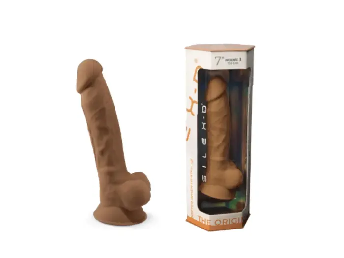 SilexD Dildo- Model 1 reālistisks dzīslains dildo ar piesūcekni – 17.7 cm (7″) – Karameļu