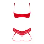 Obsessive Ingridia Red Lace Crotchless Set with Suspenders – XL/2XL — Photo 3