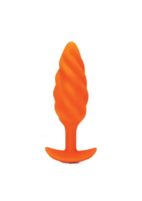 B-Vibe vibrējošs anālais spraudnis ar spirālveida tekstūru – M – Oranžs