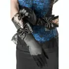Chilirose CR 3252 Elegant Black Satin Gloves with Lace & Bow Detail – One Size — Photo 2