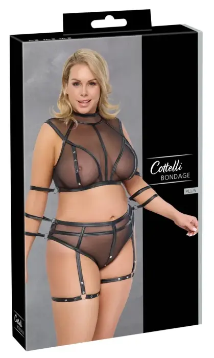 Cottelli Bondage 3XL Powernet Strap Set with Soft Arm Restraints – Black – 3XL