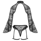 Abierta Fina Crotchless Lace Set with Chains – Black – L — Photo 10