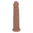 Vibruojantis ir judantis silikoninis stud dildo – ruda — Nuotrauka 1