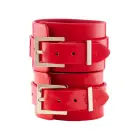 Kinky Diva High Gloss Vegan Leather Wrist Cuffs – Red – 21 cm — Photo 5