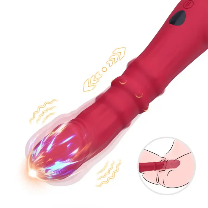 Jackal Red G-punkta vibrators ar kustību funkciju – 21.9 cm (8.6″) – sarkans Foto 5