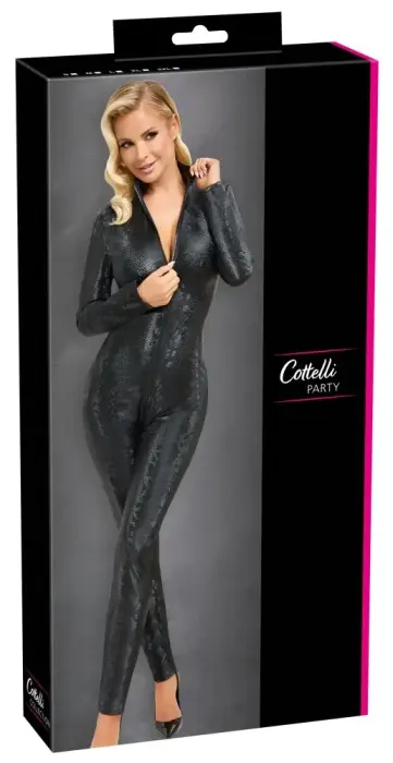 Cottelli PARTY Jumpsuit 2XL – Grey Snakeskin Pattern
