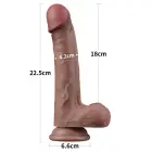 LoveToy Dual Layered Silicone Cock – realistiškas dviejų sluoksnių silikoninis dildo – 22,9 cm — Nuotrauka 15
