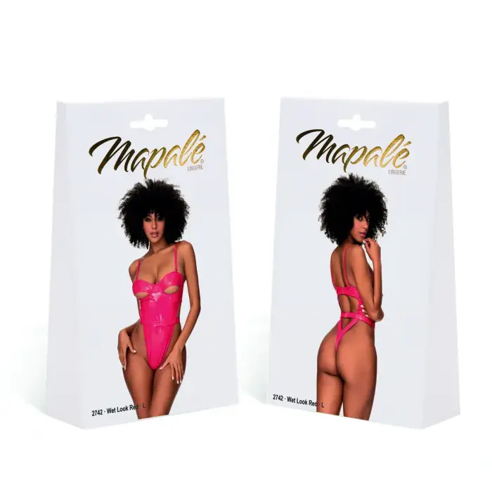 Wet Red Vinyl Bodysuit – M