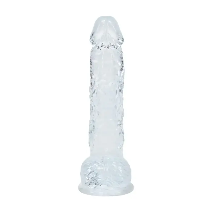 Reālistisks dildo ar sēkliniekiem – 12.7 cm (5″) – Caurspīdīgs Foto 3