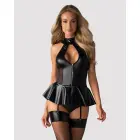 Obsessive korseto ir kelnaičių komplektas su wet look ir tinkleliu – L/XL — Nuotrauka 4