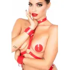 Kinky Diva blizgi dirbtinės odos kūno petnešos – raudonos — Nuotrauka 4