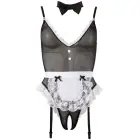 Oficiantes bodijs ar mežģīnēm un zeķturiem – melns – L Foto 4