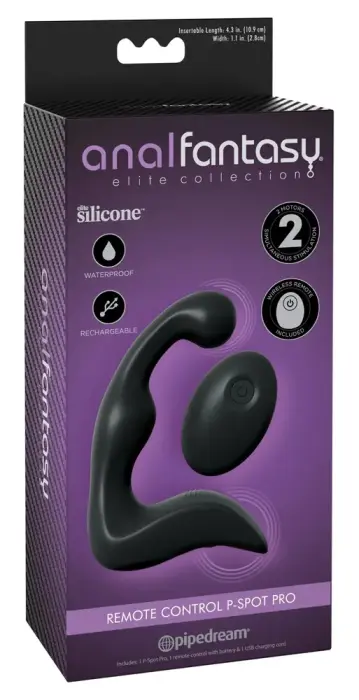 AFE RC P-Spot Pro vibruojantis prostatos masažuoklis – 14.2 cm (5.6″) – Juodas